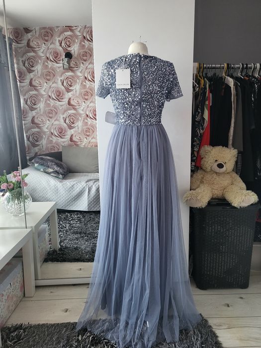 Sukienka maxi Maya Deluxe,  tiul, cekiny,  xs, wesele, bal, studniówka