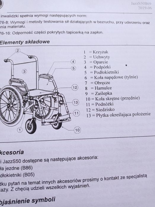 Wózek inwalidzki typ JAZZ S 50B69