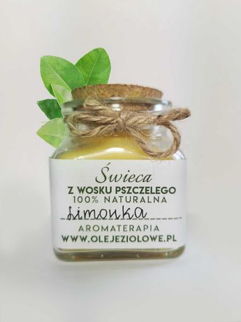 Naturalna świeca - wosk pszczeli - aromat limonki 100ml/14h spalania