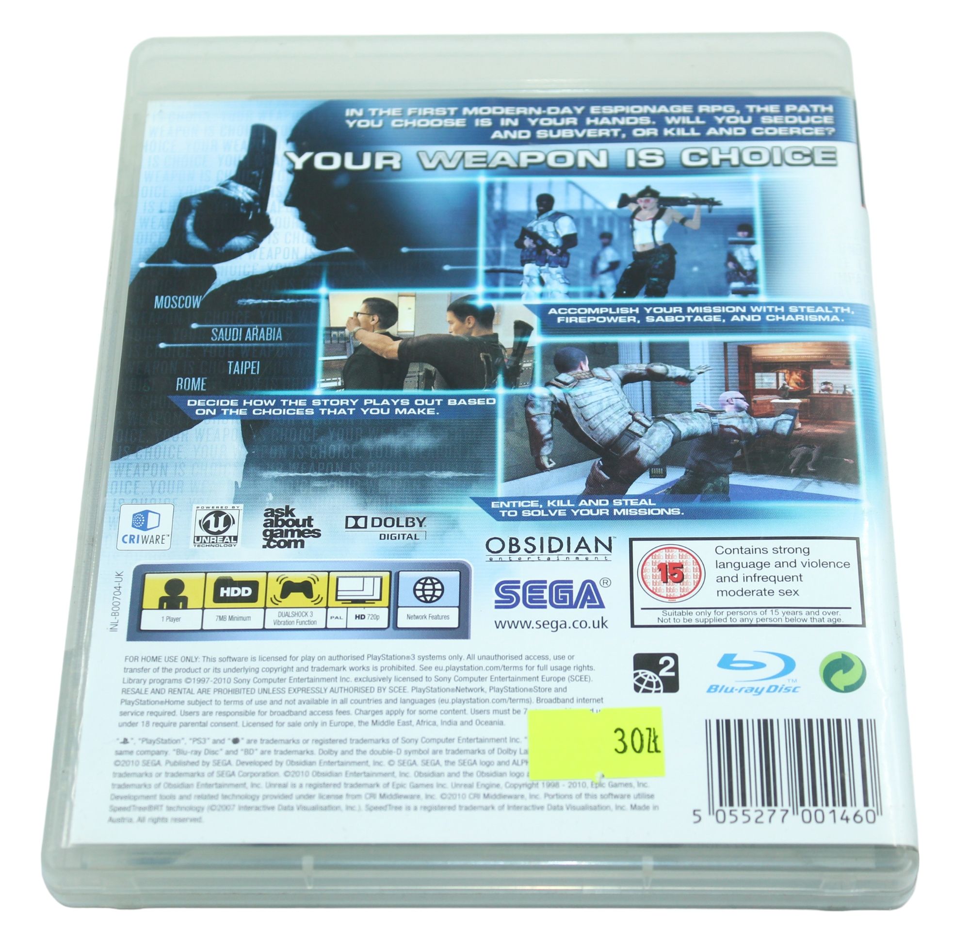 Alpha Protocol The Espionage RPG PS3 PlayStation 3