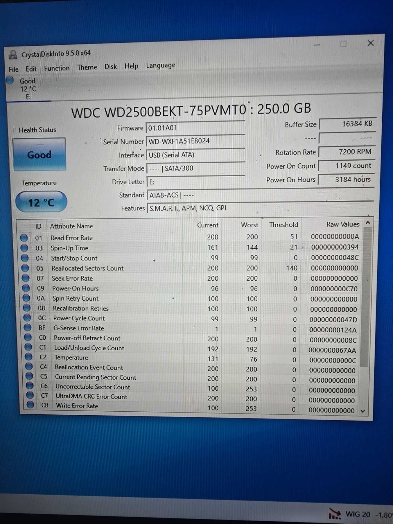dysk twardy 250gb 2.5 sprawny #m23