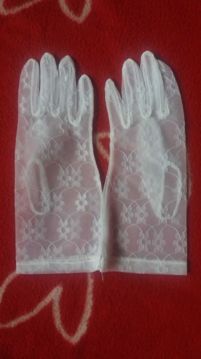 Komunia rękawiczki haftowane