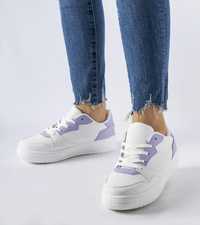 Białe sneakersy z fioletowym akcentem Fournie 41