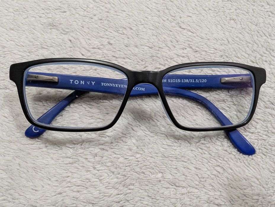 Niebieskie plastikowe okulary korekcyjne oprawki dziecięce Tonny