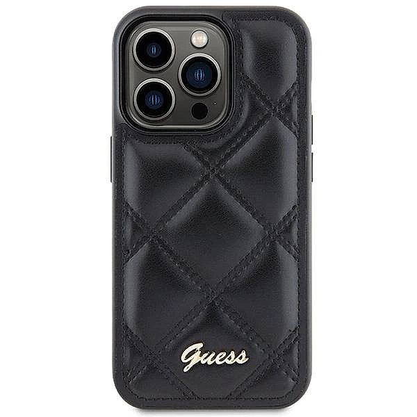 Etui Guess Quilted Metal Logo na iPhone 15 Pro - czarne