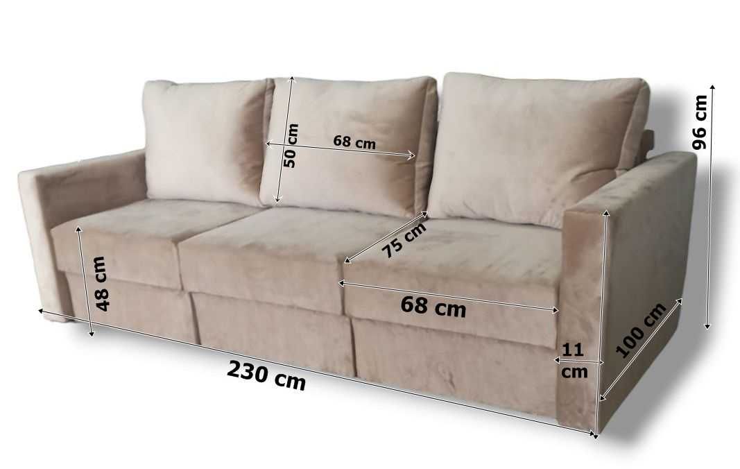 2w1 Sofa/Narożnik rozkładana 3 pojemniki na pościel uniwersalna