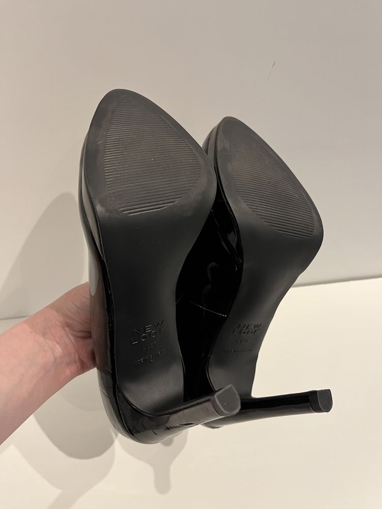Wysokie szpilki czarne lakier 11 cm New Look Zalando (jak nowe) 37