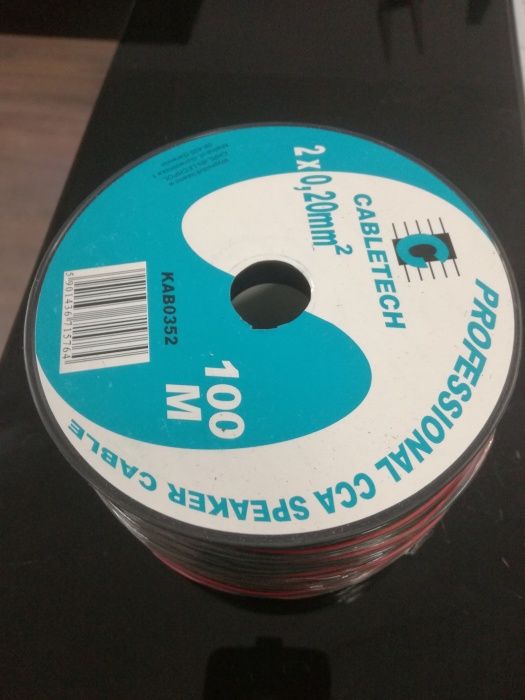 Kabel głośnikowy CCA 0.20mm czarny 100m / rolka