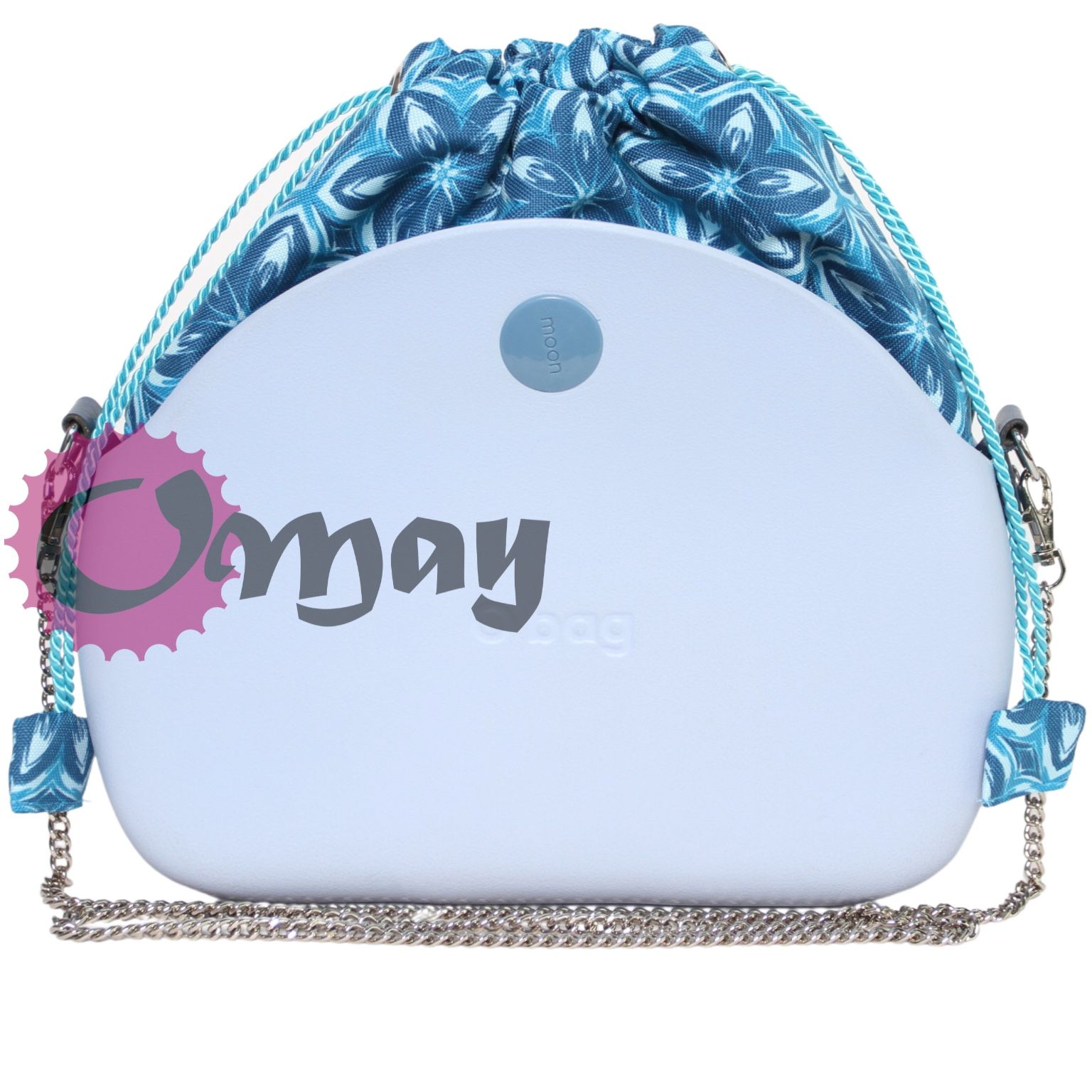 Niebieski organizer OBAG MOON LIGHT worek kwiaty 2kieszenie komin OMAY