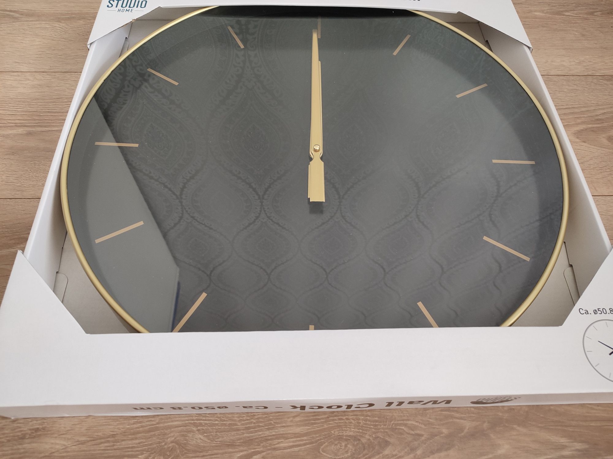 Nowy czarny zegar ścienny 51 cm
