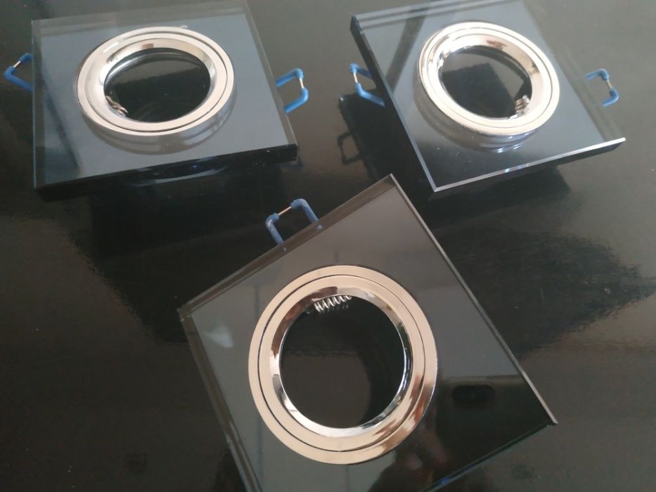 Oprawki sufitowe czarne szkło kwadrat 2 sztuki