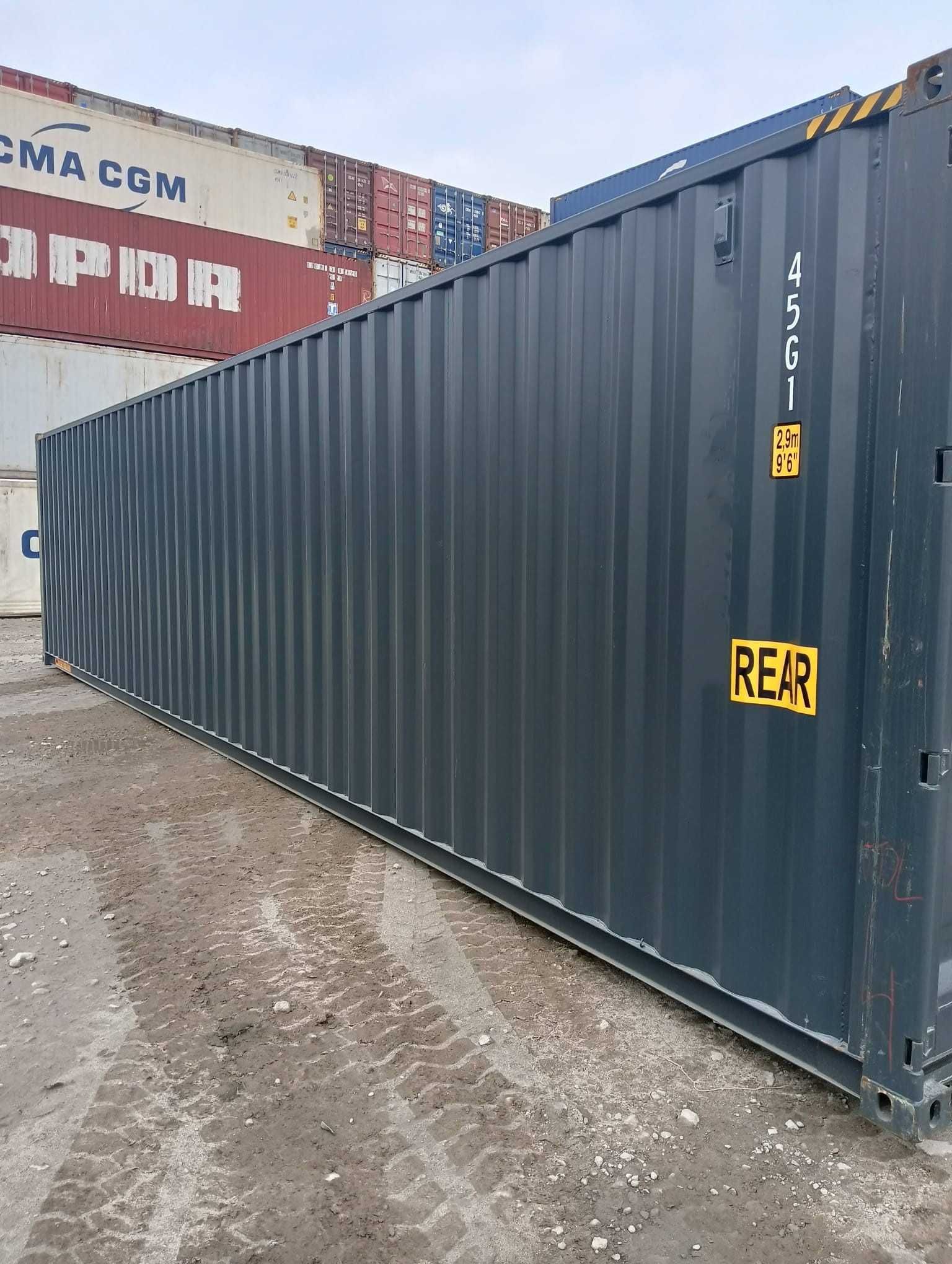 Kontener morski,  magazynowy 40hc antracyt przelotowy - double door