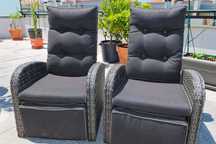 2 Cadeiras lounge em alumínio e rattan sintético
