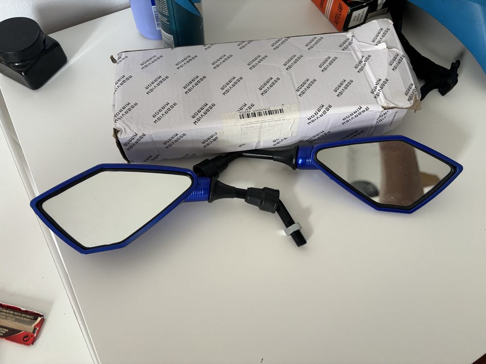 Espelho moto azul novo