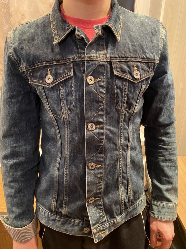 Фирменный мужской джинсовый пиджак, M-ка
