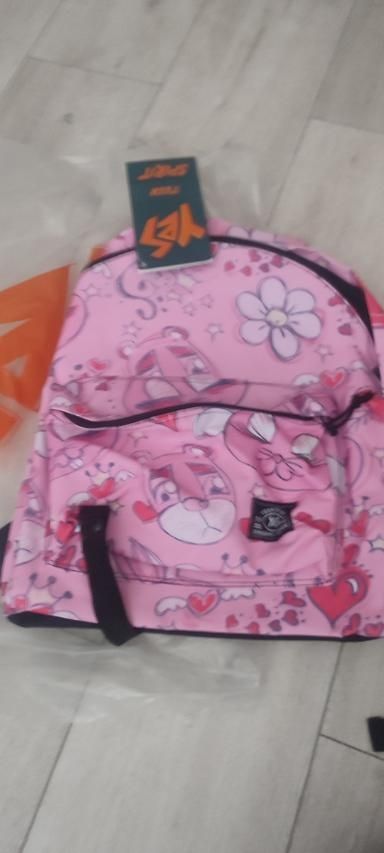 Розовый рюкзак школьный городской с зайчиком yes