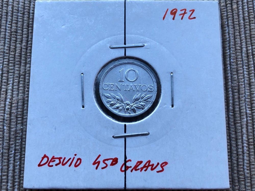 Moeda 10 centavos 1972 com desvio de eixo