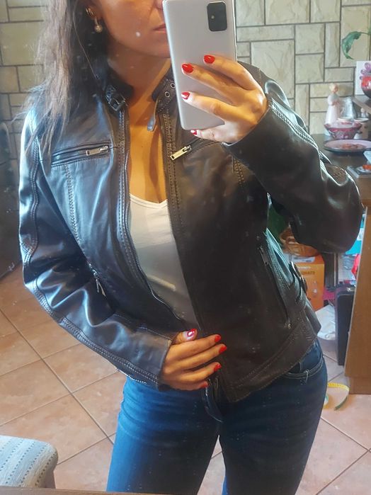 Czekoladowa skórzana kurtka rozm. L