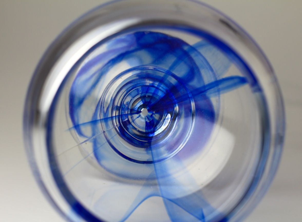 Duży kielich Alabaster Blue Ząbkowice/ szkło kolorowe prl