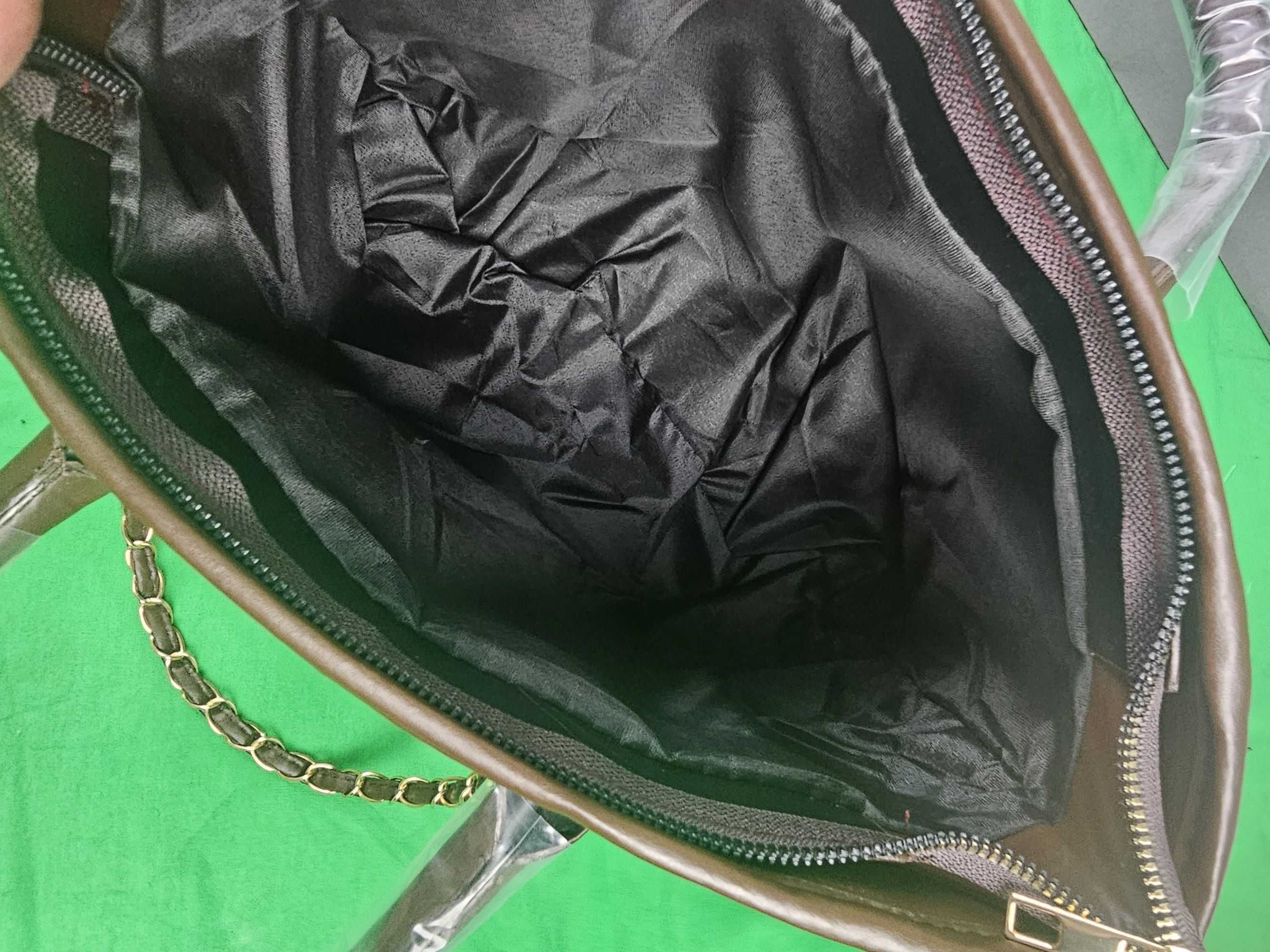 Torebka duza Brazowa monogram Michael Kors z lancuszkiem Premium