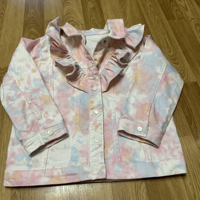 Нарядна джинсовка на дівчинку 5 6 110 116 регланчик в рубчик футболка