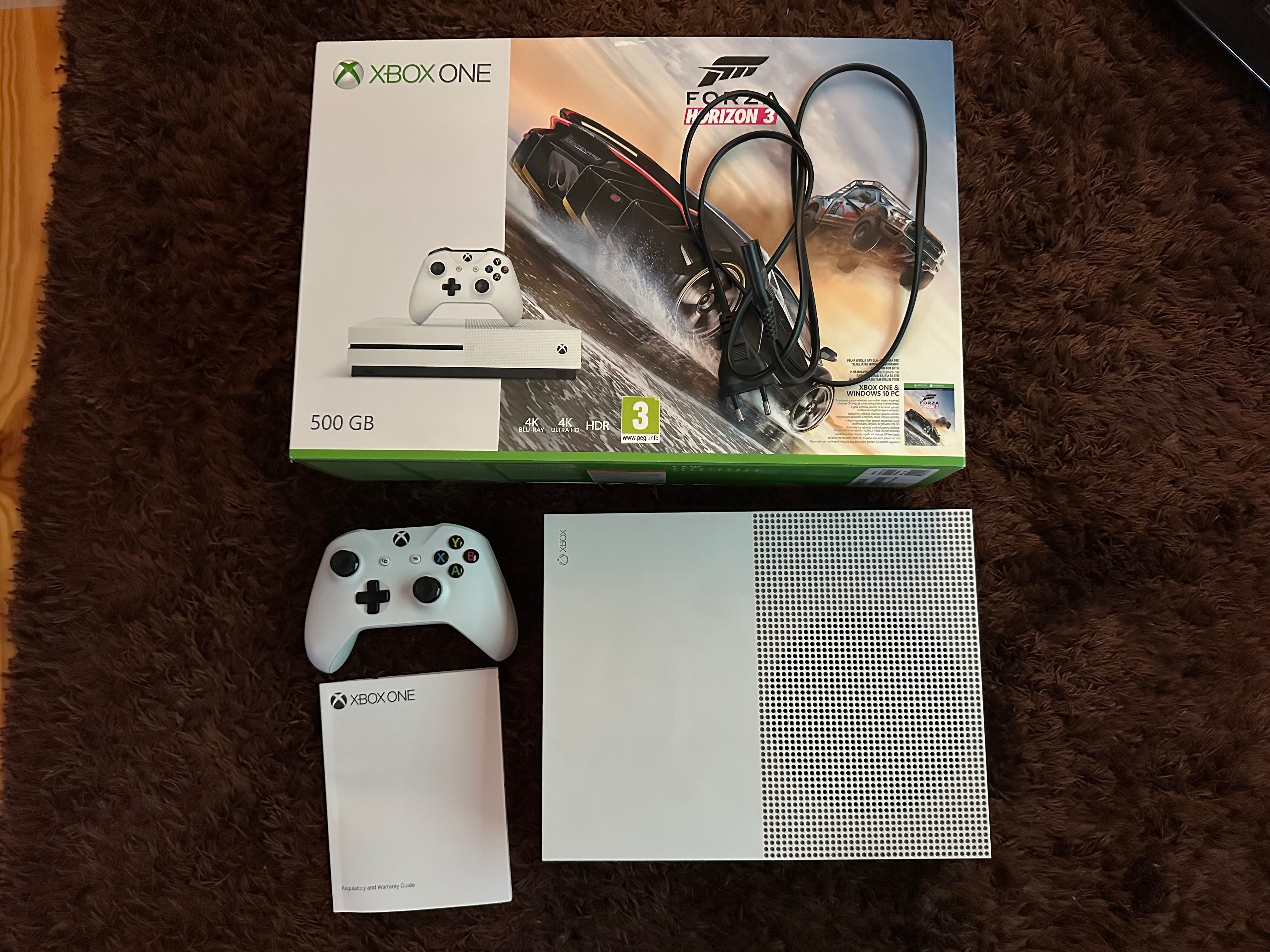 Xbox One S 500GB z kontrolerem, oryginalne opakowanie – stan idealny