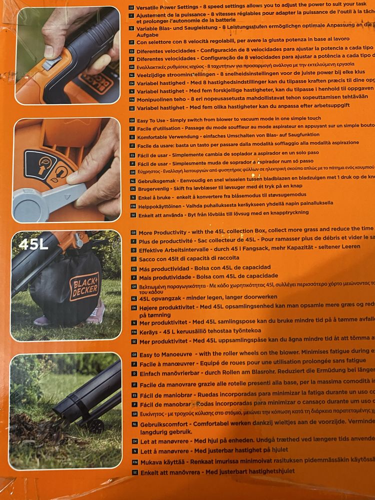 Dmuchawa odkurzacz do lisci Black&Decker bcblv36b NOWA