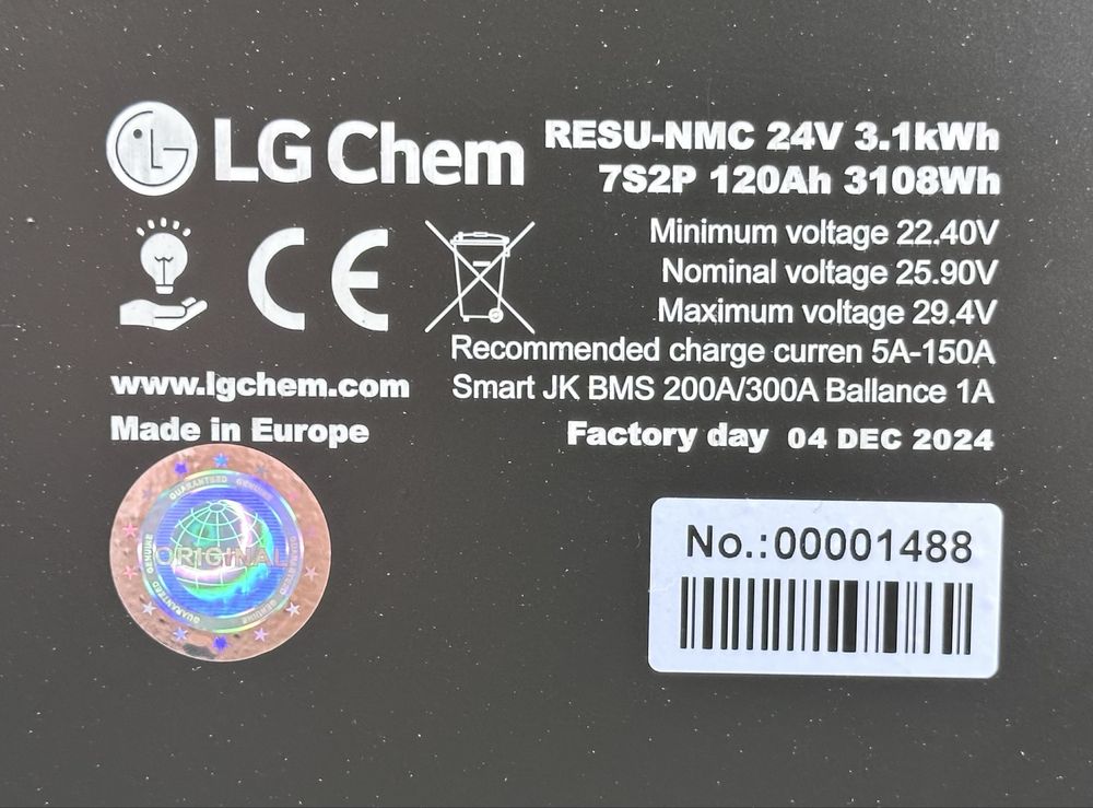 Акумулятор LG Chem 7S2P 120Ah 3.1kWh BMS Smart для 24V інверторів