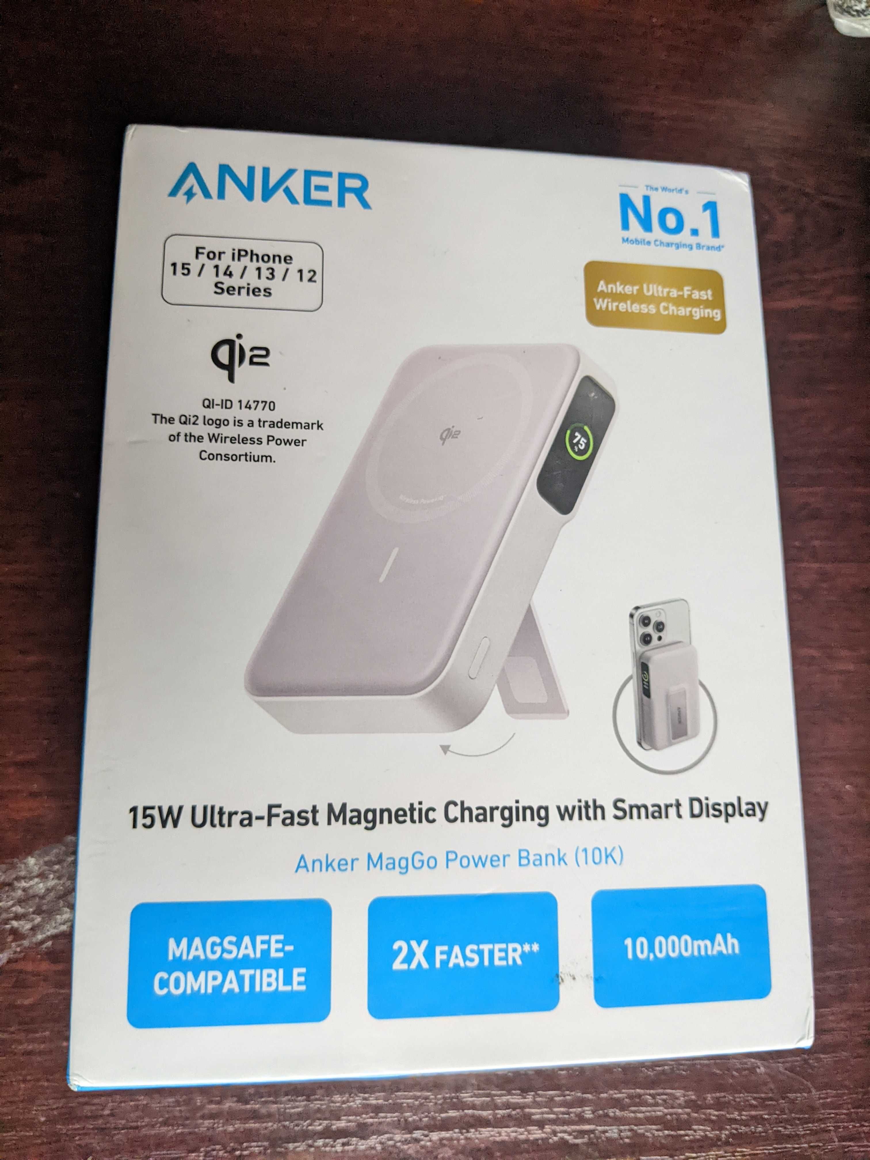 Anker MagGo 10000mAh Wireless QI2 15W A1654 Purple зовнішні акумулятор