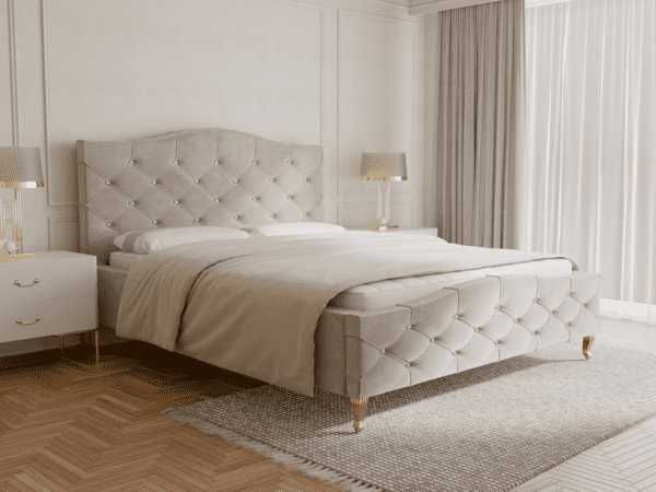 Łóżko tapicerowane Glamour karo 160x200 ze stelażem