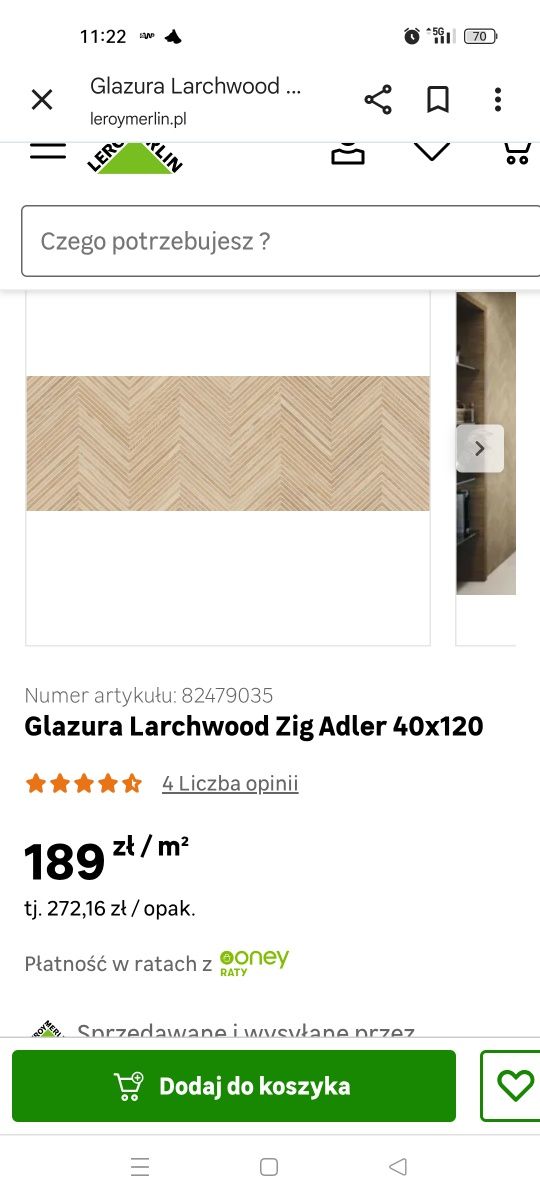 Glazura beżowa ZIG LARCHWOOD ALDER 120x40