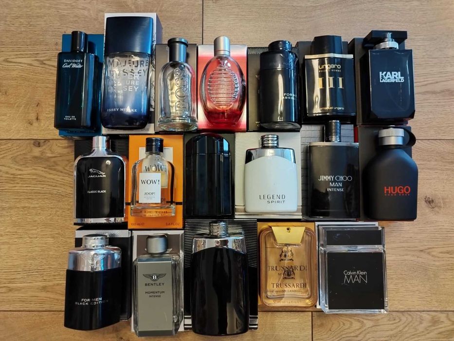 Puste flakony butelki i opakowania po oryginalnych perfumach męskich