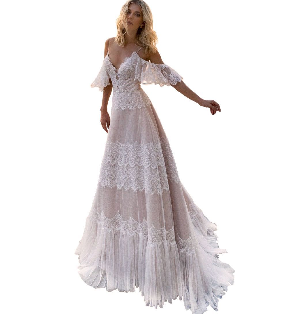 suknia ślubna boho linia-A 36, 40 L, 42 XL, 44 XXL, 46 XXXL