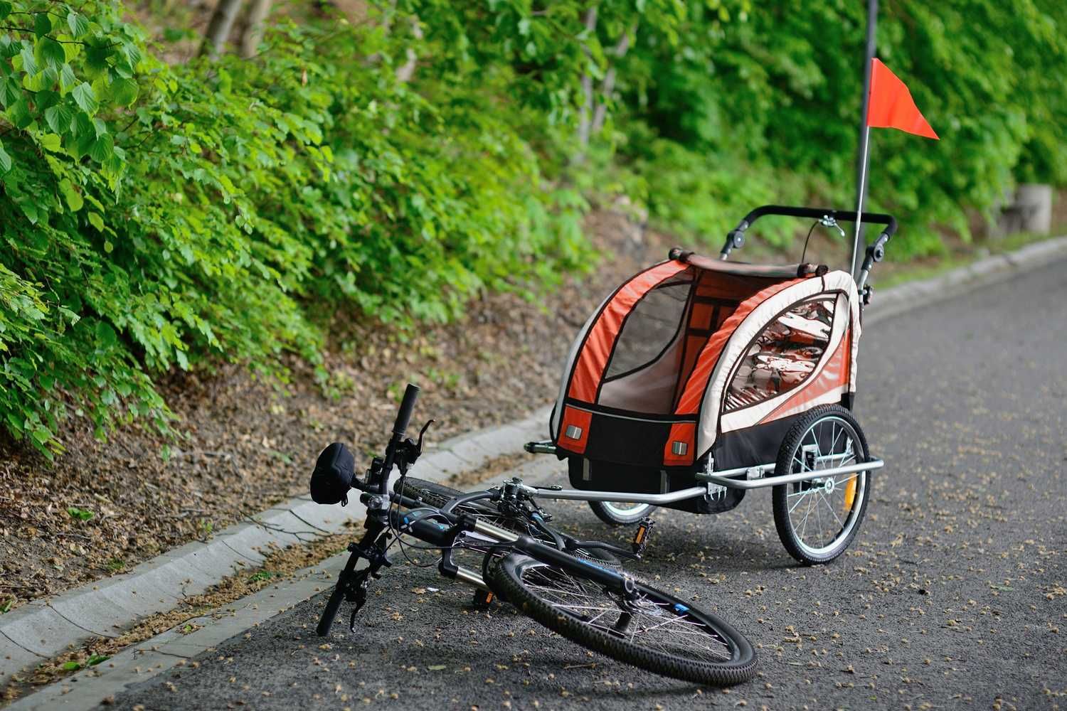 Przyczepka Rowerowa + Amortyzator 3w1+OŚWIETLENIE LED 2-osobowa+JOGGER