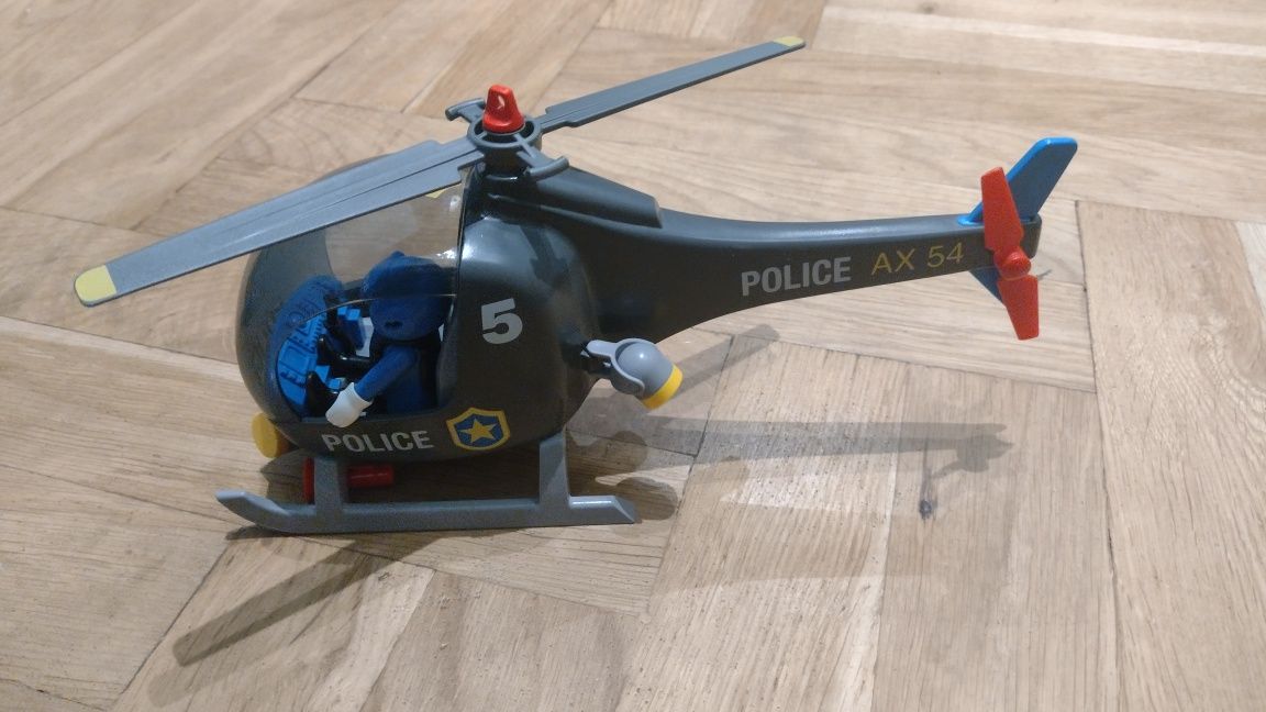 Łódź policyjna Playmobil + helikopter, motorówka, ludziki