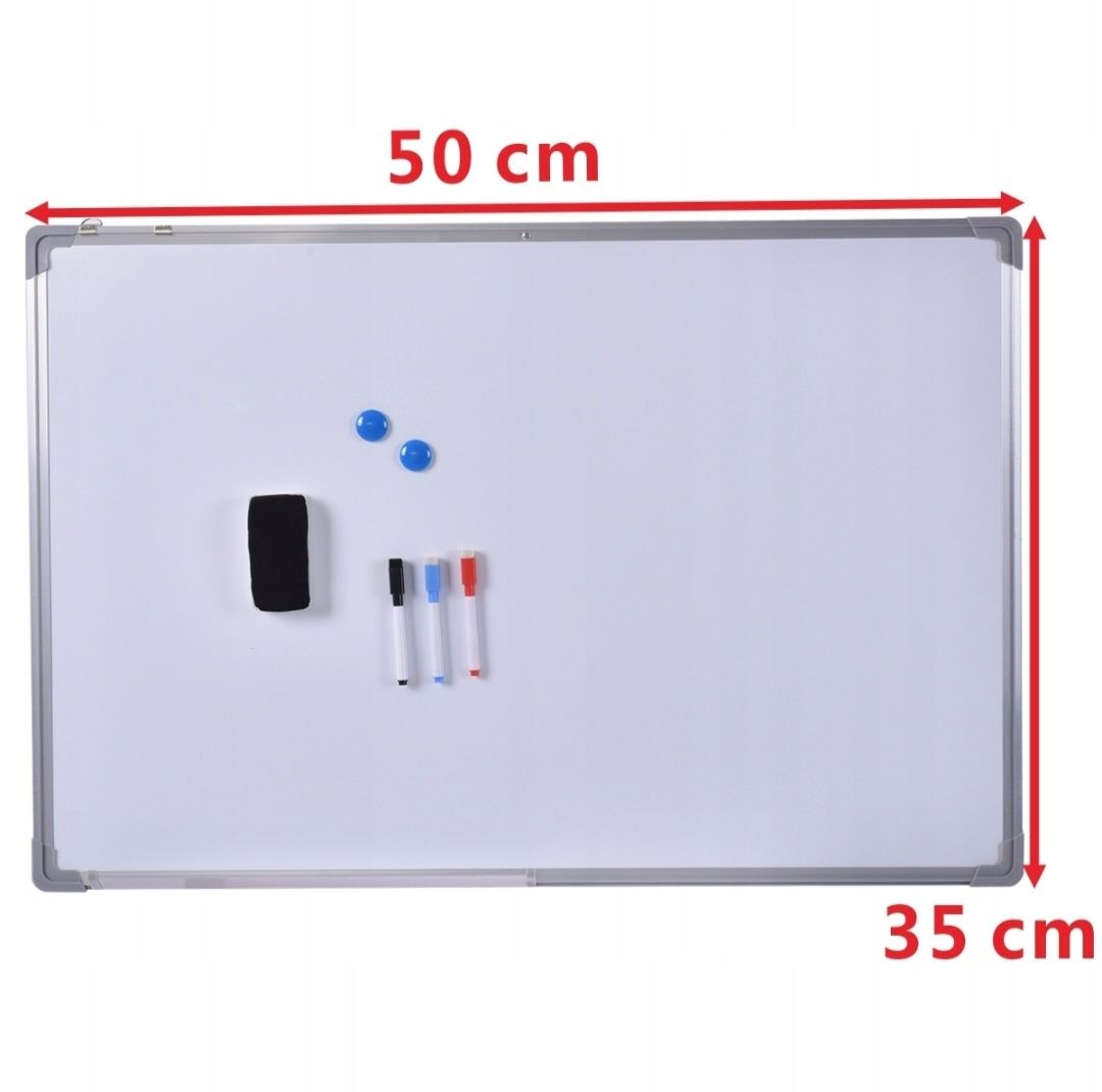 Biała tablicy magnetyczna suchoscieralna 50x35
