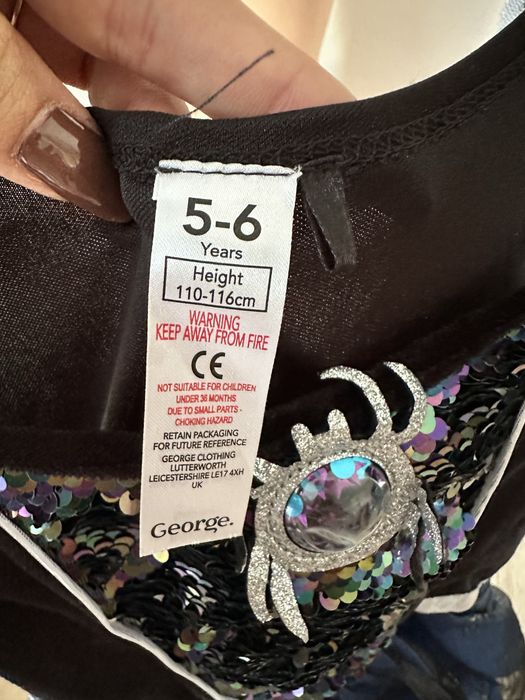 Strój przebranie na halloween George 110-116 cm wiedźma czarownica