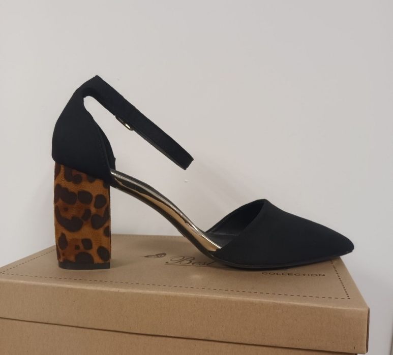 Półbuty damskie panterkowy obcas