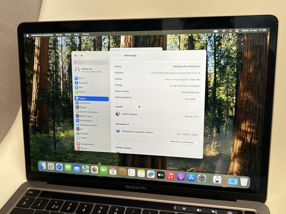 Apple Macbok Pro a2251 i5 32GB 1TB SSD Bat. 113 cyki!