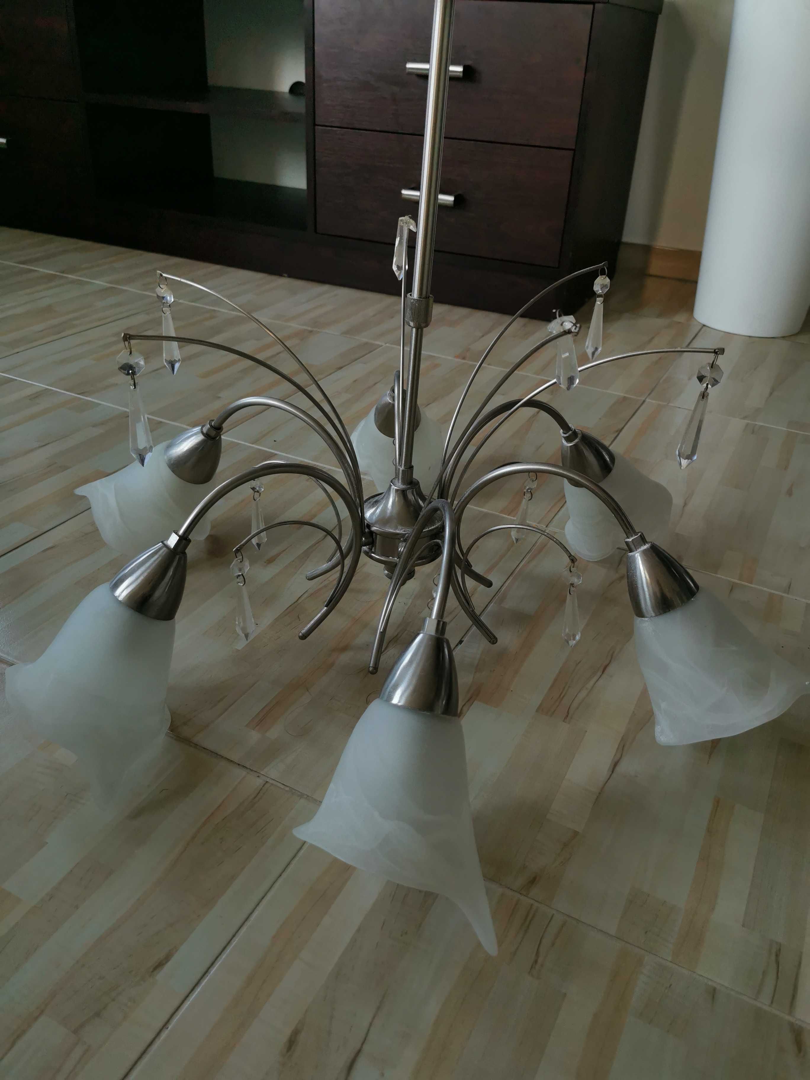 Żyrandol lampa wisząca kryształy przydymione szkło