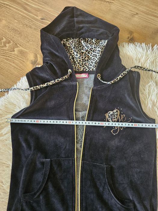 Dres komplet welurowy z kamizelką czarny piękny S