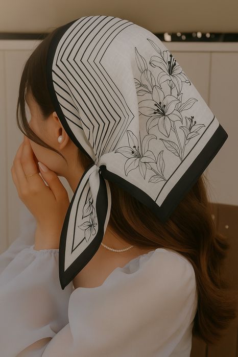 Chustka retri szal/apaszka w kwiaty