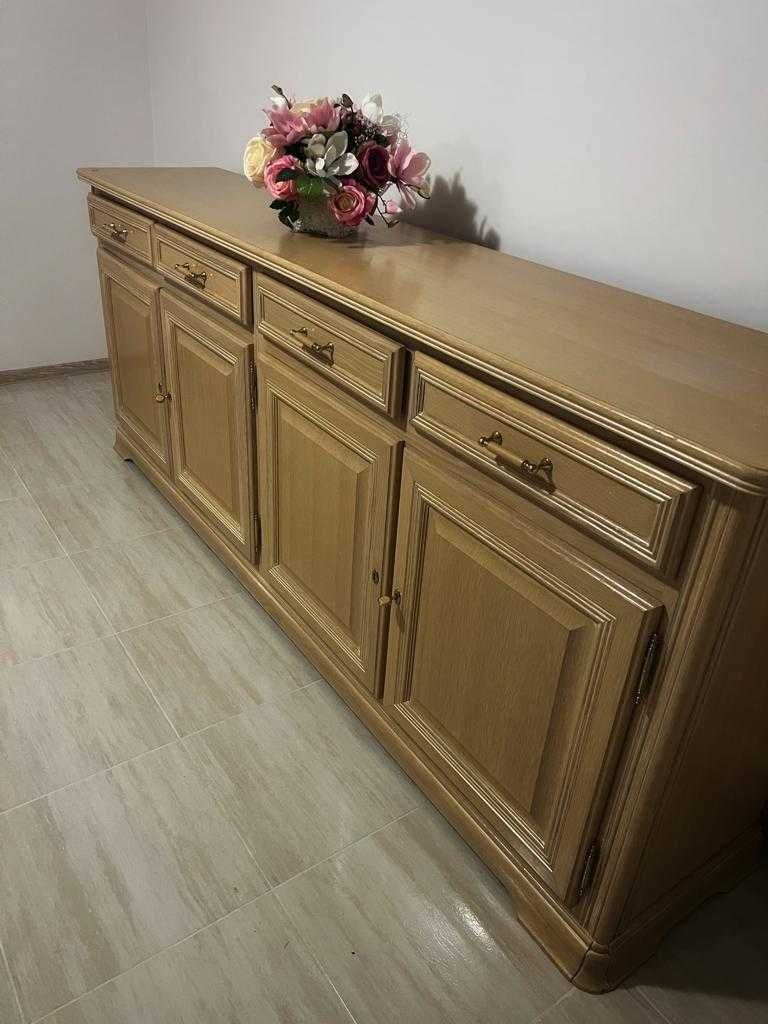 Komoda 230 cm zestaw lustro szuflady szafki DREWNO elegancka