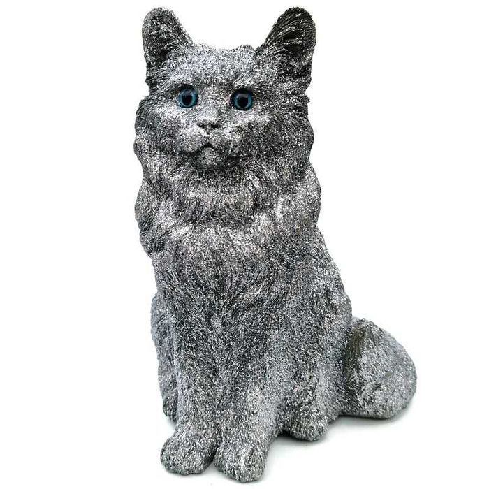 Kot kotek rzeźba figurka skarbonka srebrna duża