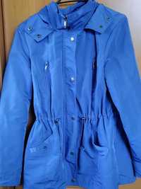 Niebieska wiosenna kurtka damska z kapturem, rozm.36