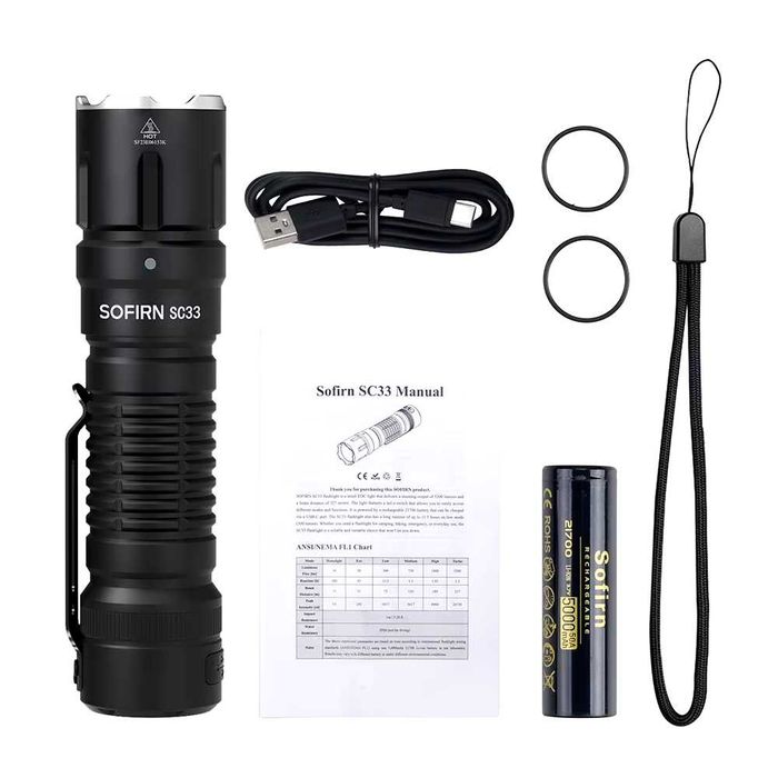 Latarka taktyczna EDC SOFIRN SC33 5200lm USB-C + akumulator 5000mA