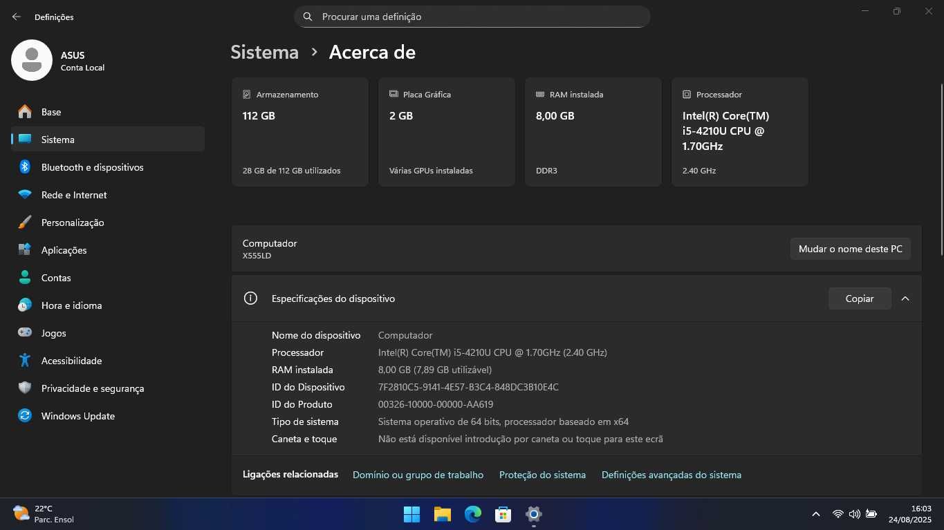 Portátil ASUS - GPU Nvidia