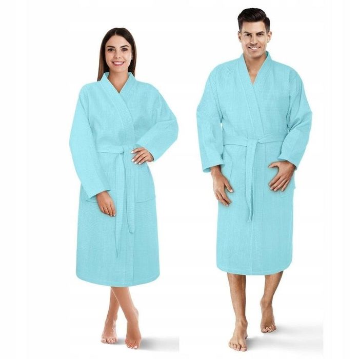 Szlafrok Kimono Gofer Bawełniany Unisex S/m Mięta