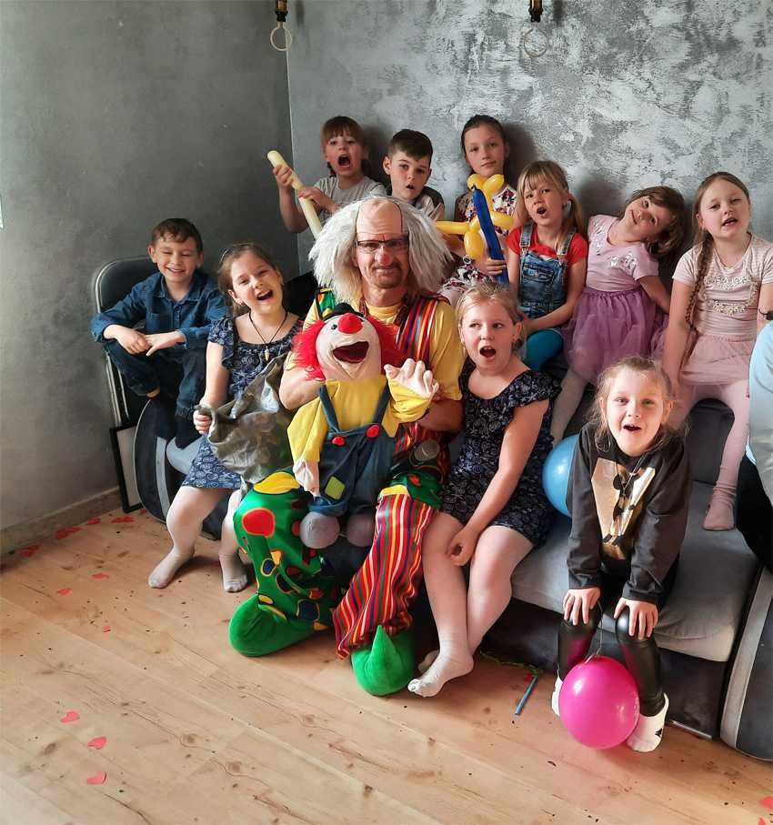 Klaun-animator, urodziny, zabawa w szkole, przedszkolu. Wesela. Śląsk.