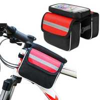 Torba rowerowa sakwa na ramę rower ETUI na TELEFON czerwony